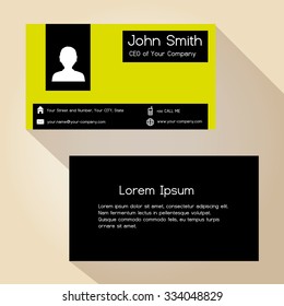 simple black and yellow block business card design eps10