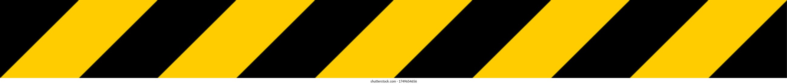 Simple Black and Yellow Security Tape Floor Marking Icon with Diagonal Stripes and an Aspect Ratio of 10:1. Vector Image.