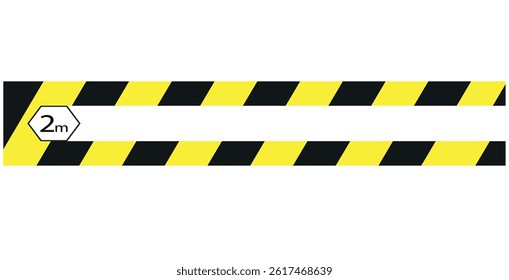  simple black and yellow security tape floor marking icon with diagonal stripes and aspect ratio vector icon