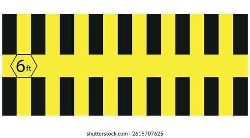  einfache schwarz-gelbe Sicherheitsband Bodenmarkierung Symbol mit diagonalen Streifen und Seitenverhältnis Vektorsymbol