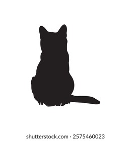 Simple black-and-white cat vector.Cat simple black white vector