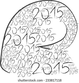 Simple black-and-white design for 2015 (Year of Sheep/Ram), no background