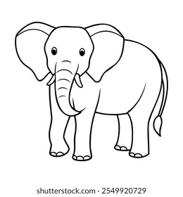 Simple black-and-white line art illustration of an elephant