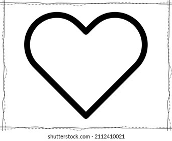 Simple black-and-white line drawing illustration of a heart