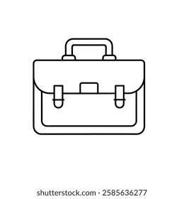A simple black-and-white outline of a briefcase with a handle and two clasps