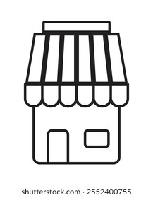 Un simple icono de escaparate en blanco y negro, ideal para proyectos relacionados con el comercio electrónico, las compras o el comercio minorista.