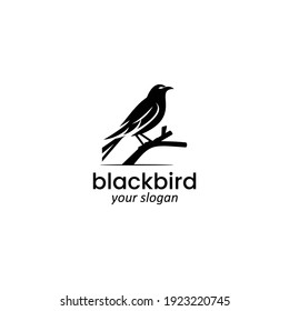simple blackbird logo vector editable