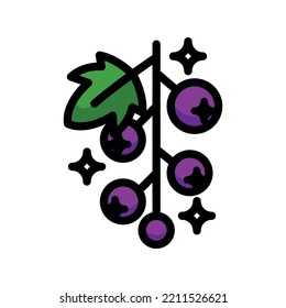 Simple Blackcurrant Icon On Isolated Background