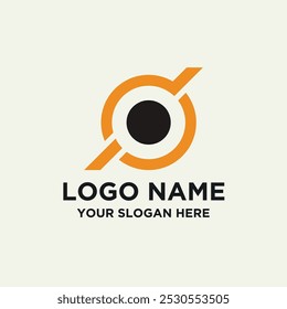 A simple blackhole-like logo for a company with black and orange colors