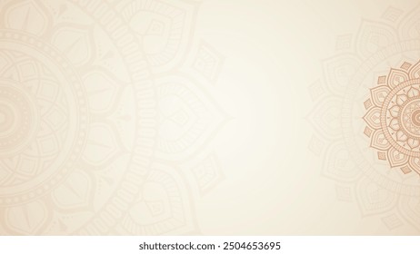 Simple Blank Elegant Mandala Plain Horizontal Background With Delicate Patterns and Soft Tones

