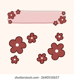 simple blank folder label with simple flower decoration in the corner for daily planner, schedule, and bullet journal sign