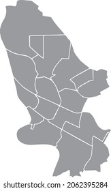 Simple blank gray vector administrative map with white borders of urban city districts of Mannheim, Germany