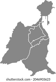 Simple blank gray vector map with white borders of urban city districts of Las Palmas, Spain