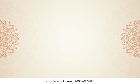 Simple Blank Intricate Mandala Horizontal Plain Background Design with Symmetrical Elements
