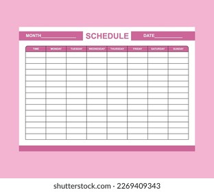 Simple blank meal planner template for one week, vector illustration, weekly schedule, diet meal plan 1