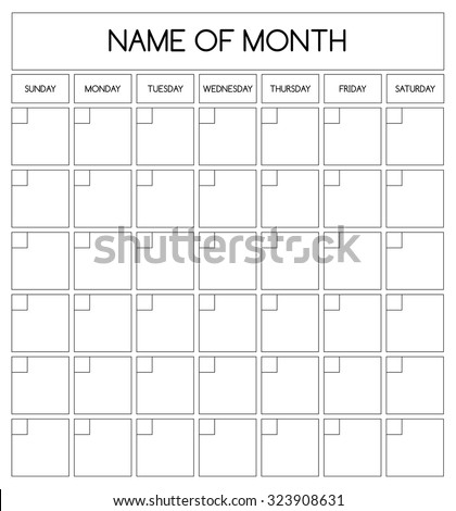 Simple blank month planning calendar with place for dates and for your notes