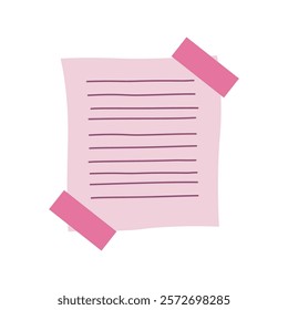 Simple Blank Pink Paper Sticky Note Memo Office Stationery with Tape