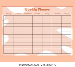 Plantillas de calendario semanales simples en blanco, ilustración vectorial