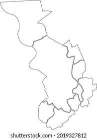 Simple blank white vector map with black borders of districts of Antwerp, Belgium