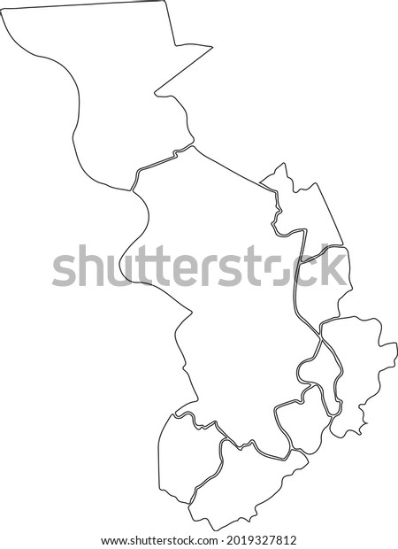 Simple blank white vector map with black borders
of districts of Antwerp,
Belgium