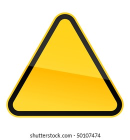 Simple blank yellow hazard warning sign on white