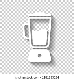 Simple blender icon. Electronic kitchen mixer. White icon with shadow on transparent background