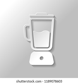 Simple blender icon. Electronic kitchen mixer. Paper style with shadow on gray background