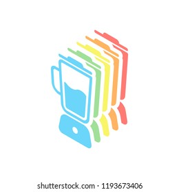 Simple blender icon. Electronic kitchen mixer. Stack of colorful isometric icons on white background