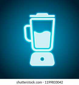 Simple blender icon. Electronic kitchen mixer. Neon style. Light decoration icon. Bright electric symbol