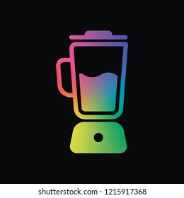 Simple blender icon. Electronic kitchen mixer. Rainbow color and dark background