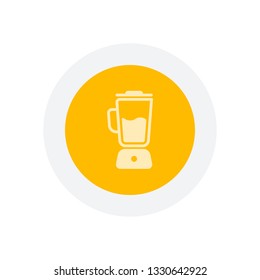 Simple blender icon. Electronic kitchen mixer. Icon in colored circle with gray bold border. Web button, modern flat design