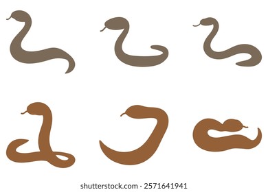 Simple Blind Snake Illustration Design Set