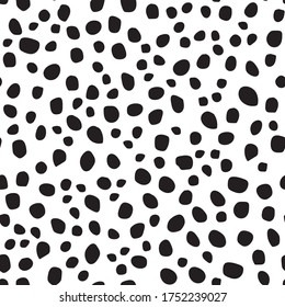 Simple Blob. Cheetah Paint Polka. Irregular Terrazzo Pattern. Black Animal Polka. Vector Stone Terrazzo. Isolated Dot Cheetah Inkblot. Dirty Ink Spot. Seamless Fur Background. Dalmatian Polka Texture