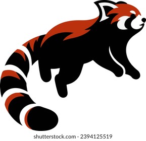 a simple block colour image silhouette of a red panda