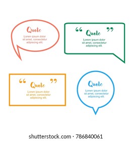 Simple block quote frame, bubble and box quote design elements. Text frame template. Information forms templates. Unique design. Quote form. Vector illustration