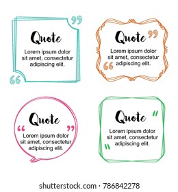 Simple block quote frame, bubble and box quote design elements. Text frame template. Information forms templates. Unique design. Quote form. Vector illustration