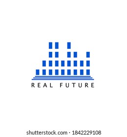 Logotipo de bienes inmuebles en bloques simples
