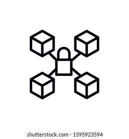 Simple blockchain line icon. Stroke pictogram. Vector illustration isolated on a white background. Premium quality symbol. Vector sign for mobile app and web sites.