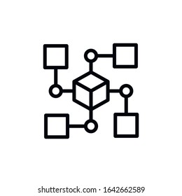 Simple blockchain line icon. Stroke pictogram. Vector illustration isolated on a white background. Premium quality symbol. Vector sign for mobile app and web sites.
