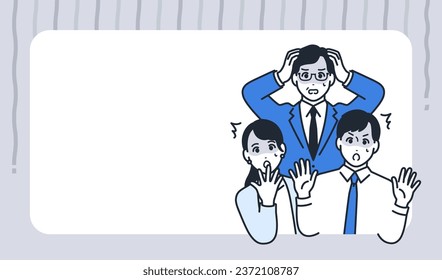 A simple blog thumbnail illustration material of three pale office workers