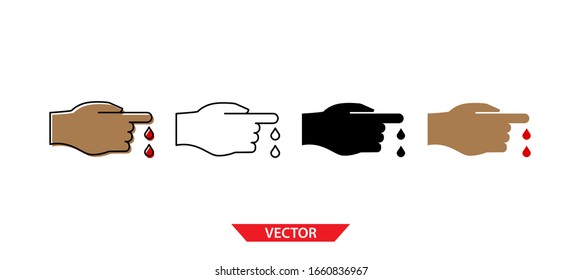 Icono simple de análisis de sangre en fondo blanco 4 tipos como contorno, negro, color, contorno y color. Ilustración vectorial.