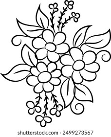 simple blooming apple tree flower outline