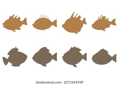 Simple Blowfish Illustration Design Set