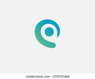 Simple blue abstract logo icon two geometric elements circle and stripe design for your company