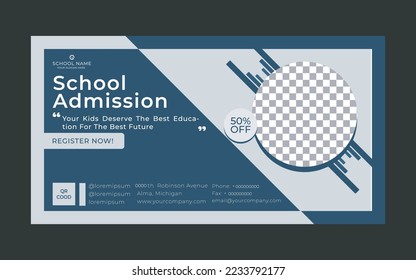 Simple Blue Admission School Education Promotion Template Background