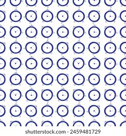 Simple blue alarm clock. Seamless pattern. 