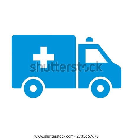 Simple blue ambulance icon representing medical emergency services and healthcare transportation