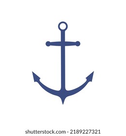 A simple blue anchor in a flat style