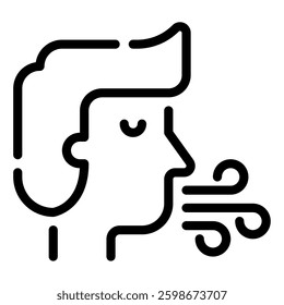 A simple, blue animated icon depicting a person breathing to promote relaxation and mindfulness.