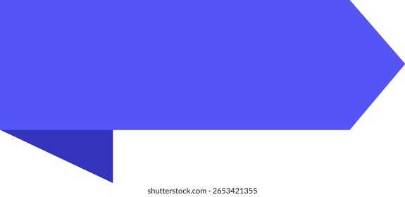Flecha azul simple que apunta a la derecha con una esquina doblada, Ilustración vectorial aislada sobre un fondo blanco, ideal para presentaciones e infografías
